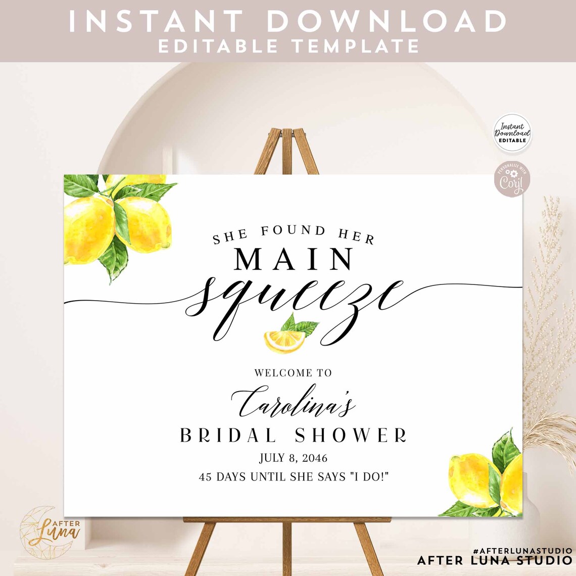 EDITABLE She Found Her Main Squeeze Lemon Bridal Shower - Etsy