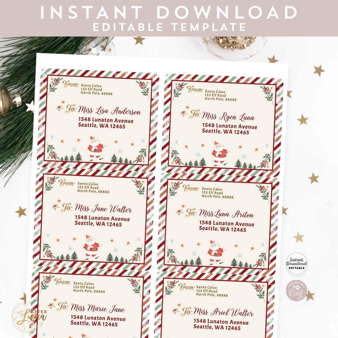 EDITABLE Christmas Envelope Label Avery 8164 Printable Address Shipping Label Personalized Address Template Printable Instant Download 215 - Etsy editable-christmas-envelope-label-avery-8164-printable-address-shipping-label-personalized-address-template-printable-instant-download-215-etsy