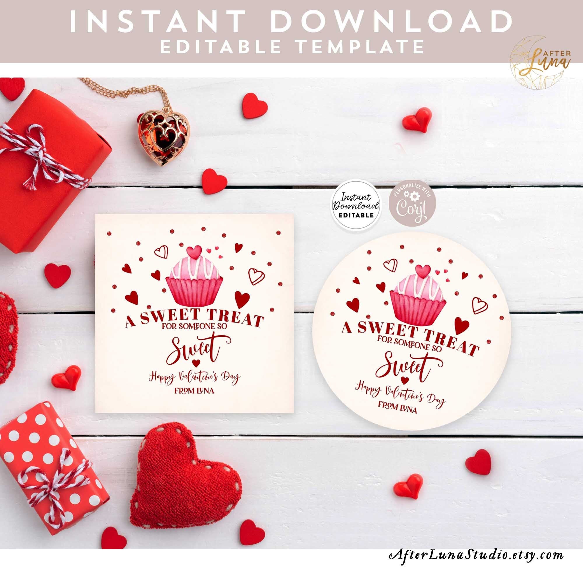 editable valentine sweet treat favor tag hearts cupcake tag etsy
