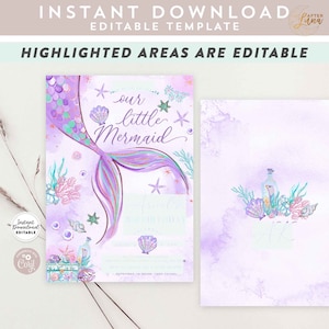 Editable Under the Sea Purple Teal Little Mermaid Birthday Invitation Birthday Invite Invites Printable Template Instant Download 1329V2 1 image 4