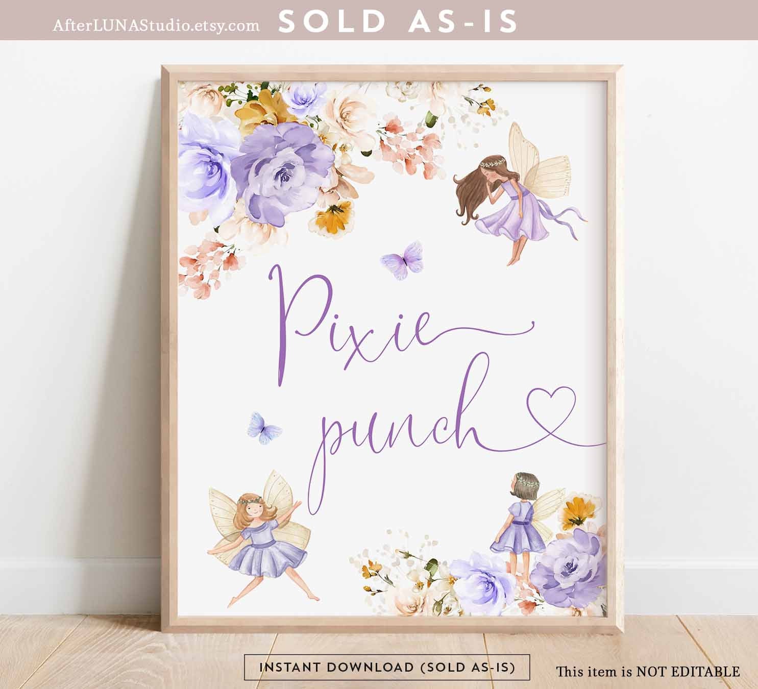 Blush Purple Fairy Birthday Activity Pixie House Sign Fairy Birthday ...