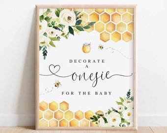 Abeja bebé ducha decoración Onesie signo rústico género neutro dulce como puede abeja bebé ducha digital imprimible descarga instantánea 845V1