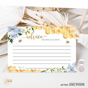 Editable Blue Honey Bee Baby Bee Consejos para mamás y padres sobre Bee Boy Bee Baby Shower Actividad Plantilla imprimible Descarga instantánea 1574V3