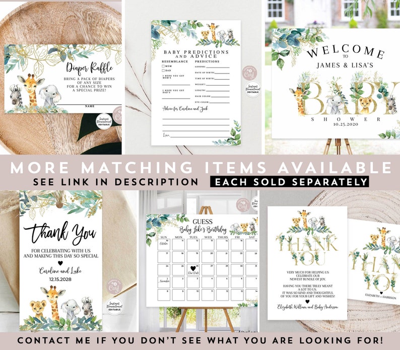 Editable Safari Animal Zoom Background Oh Baby Shower Sprinkle Etsy
