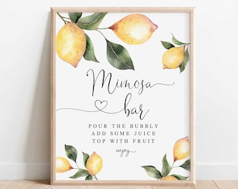 Lemon Bridal Wedding Shower Mimosa Bar Sign Printable Citrus Lemon Bridal Shower Decor Decorations Sign Digital Instant Download 237BR