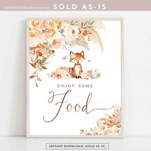 Pampasgras Herbst Kürbis Fuchs Baby Shower Decor Essen Tisch Zeichen Herbst Party Dusche Sprinkle Dekore Dekorationen Digitaler Sofort Download 309