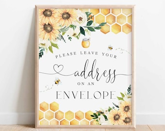 Sunflower Bee Address an Envelope Sign Bride To Bee Meant To Bee Wedding Couple Shower Decor Decoration Printable Instant Download 846BR1
