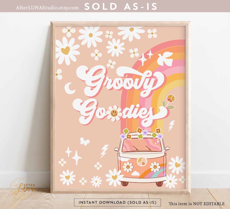 Groovy Birthday Party Decor Daisy Groovy Pink Peach Van Groovy Goodies ...