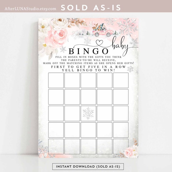 Winter Woodland Pink Truck Baby Shower Game Baby Bingo Game Printable Game Virtual Baby Shower Games Instant Download 1319V1