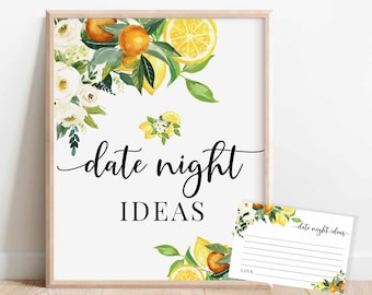 Weiß Floral Orange Zitrone Brautparty Spiel Datum Nacht Ideen Spiel Sie fand ihr Haupt Squeeze Spiel druckbare Sofort Download 294BR3