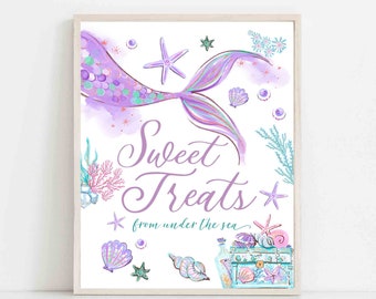 Lavender Mermaid Party Favor Sweet Treats Sign Mermaid Birthday Party Sign Printable Mermaid Decors Instant Download (Sold As-Is) 1329V1