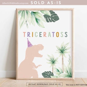 Pink T Rex Two Rex Three Rex Birthday Table Triceratoss Station Sign Jurassic Birthday Printable Instant Download 244V2