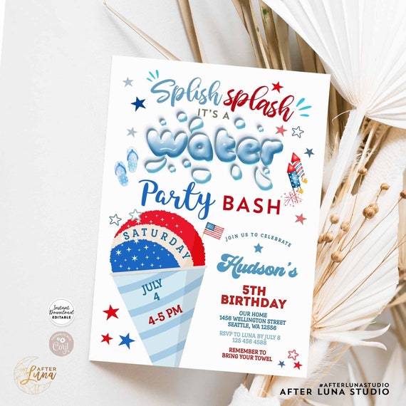 Modifiable Tout Age 4 Juillet Boy Snow Cone Water Party Etsy Canada