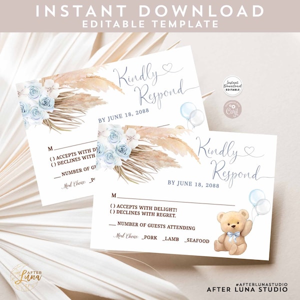 Baby Shower Rsvp Card Template Etsy