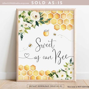 Sunflower Bee Sweet As Can Bee Sign Bee Bride To Bee Bridal Couple Shower Decor Decoration Digital Printable Instant Download 845BR1