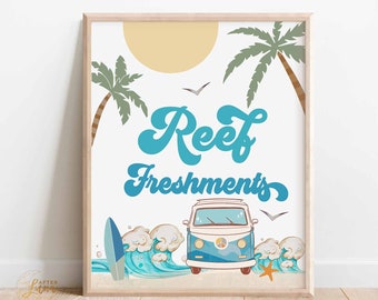 Boy Surfing Surf Birthday Decor Reef Freshmens Sign The Big One Surf's Up Birthday Party Decorations Sign Printable Instant Download 661K6