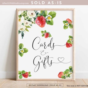 Cartes et cadeaux fraises signe fraise baies douce décoration de douche de bébé marché agricole douche imprimable téléchargement immédiat 236V1