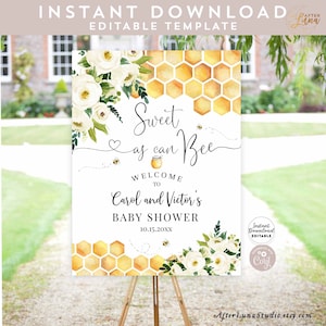Bearbeitbare Bee Sweet As Can Bee Baby Shower Baby Streuseln Willkommensschild Yard Sign 24x36 18x24 16x20 Druckbare Vorlage Instant Download 845V1