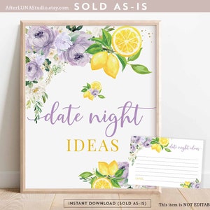 Lavender Purple Lemon Bridal Shower Game Date Night Ideas Game Citrus Lemon She Found Her Main Squeeze Printable Instant Download 157BR6