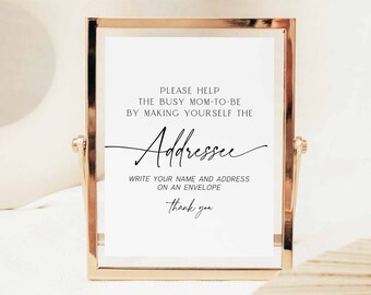 Minimalist Baby Shower Decor Addressee Address Sign Black and White Modern Baby Shower Decors Digital Printable Instant Download 799V1