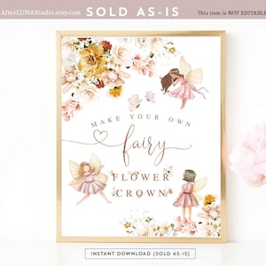 Blush Fairy Birthday Activity Make Your Own Fairy Flower Crown Sign Fairy Birthday Decoration Printable Instant Download 858K1