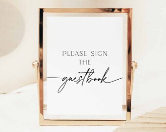 Minimalist Baby Shower Decor Guestbook Sign Black and White Modern Baby Shower Decor Digital Printable Instant Download 799V1