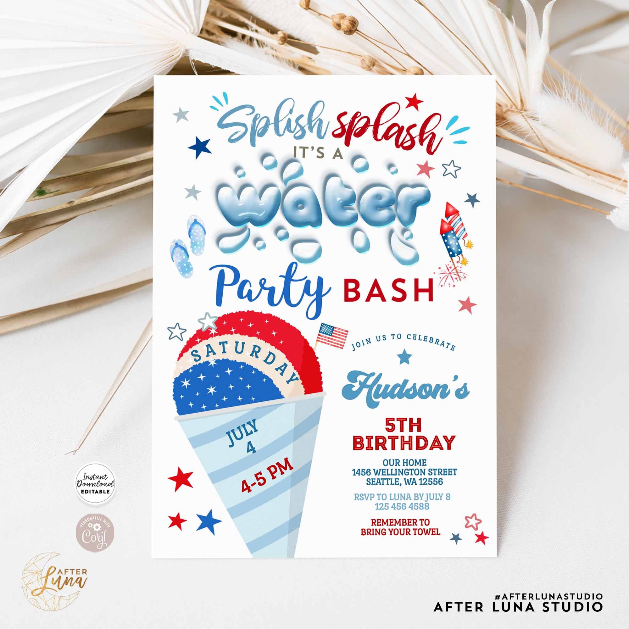 Modifiable Tout Age 4 Juillet Boy Snow Cone Water Party Etsy Canada