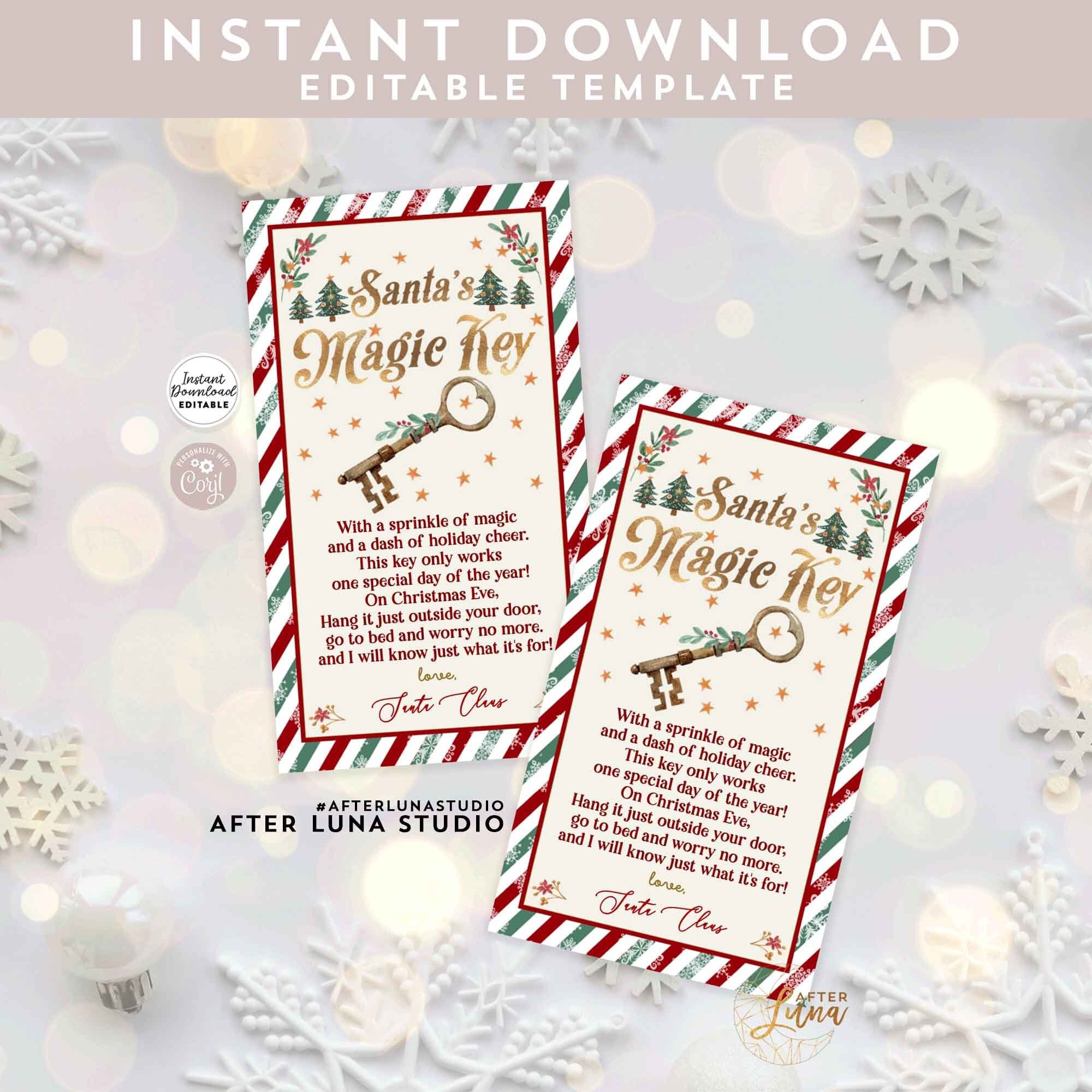 Magic Notes Tags EDITABLE Santa's Magical Key Magic Key Tag Christmas Eve Box No Chimney ...