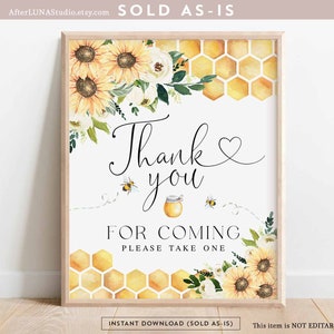 Sunflower Bee Thank You Sign Bride To Bee Meant To Bee Wedding Couple Shower Decor Decoration Digital Printable Instant Download 846BR1