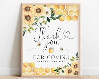 Zonnebloem Bee dank u teken bruid aan Bee bedoeld om Bee bruidspaar douche Decor decoratie digitale afdrukbare Instant Download 846BR1