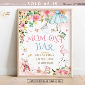 Alice im Wunderland Baby Shower Mom Osa Momosa Party Alice Baby Shower Sprinkle Party Dekoration Dekor Printable Instant Download 789