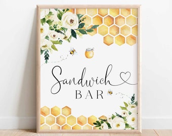 Bee Sandwich Bar Sign Bride To Bee Meant To Bee Wedding Couple Bridal Shower Decor Decoration Digital Printable Instant Download 845BR1