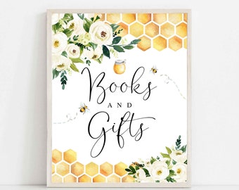 Abeja bebé ducha decoración libros y regalos signo rústico género neutral miel abejorro bebé ducha digital imprimible descarga instantánea 845V1