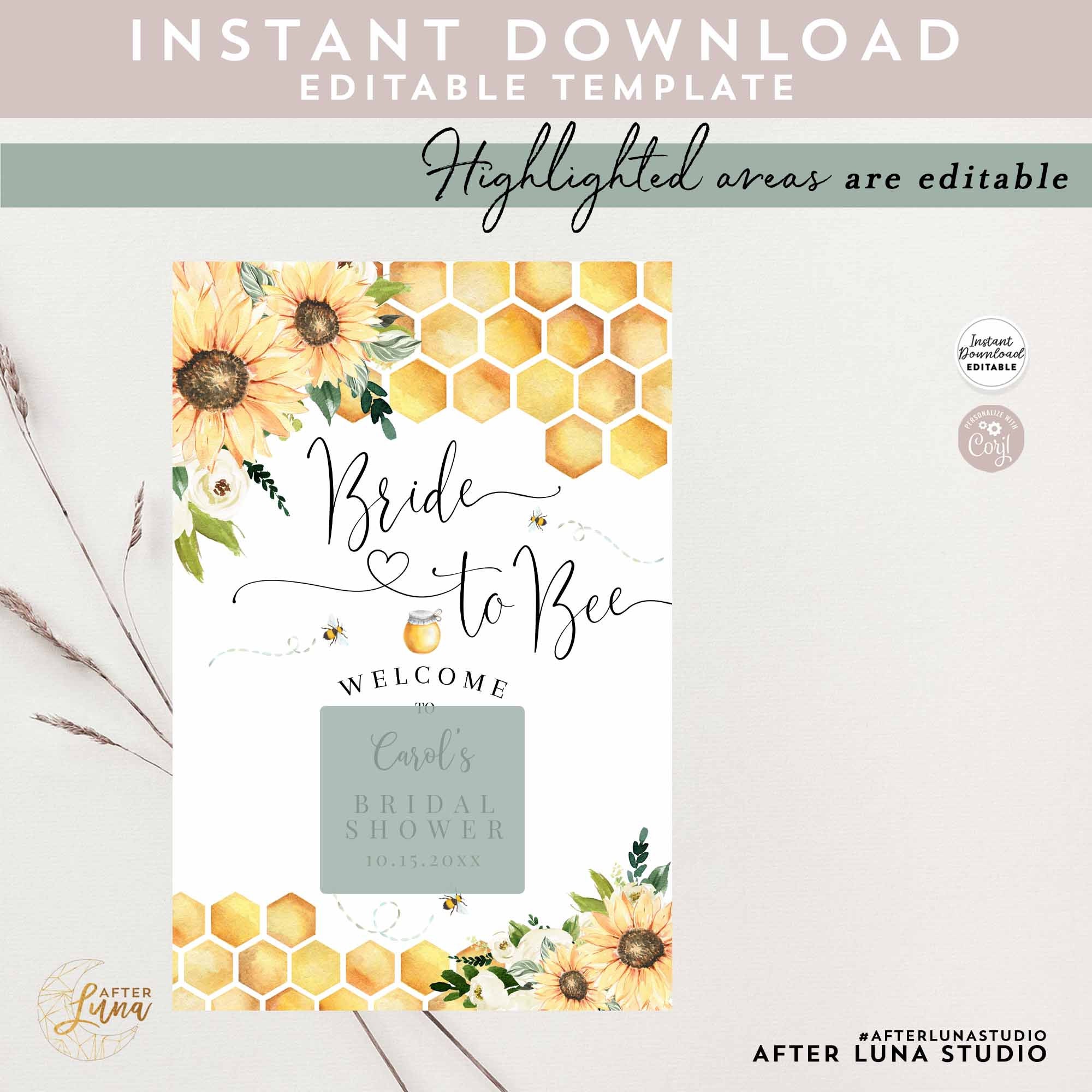 She Found Her Honey Banner Set - Bee Bridal Shower Decor With Sunflower Wreath