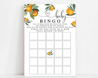 Orange Citrus Little Cutie Baby Bingo Juego Pareja Parejas Baby Shower Sprinkle Juego Digital Imprimible Descarga Instantánea 160V1