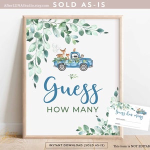 Printable Woodland Animal Guess How Many Game Baby Shower Sprinkle Games Game Printable Sign Instant Download AL572