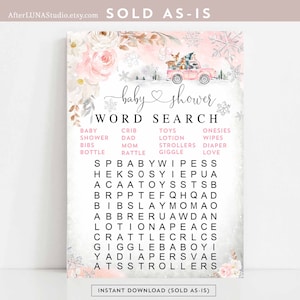 Winter Woodland Pink Truck Baby Shower Game Baby Word Search Game Printable Game Virtual Baby Shower Games Instant Download 1319V1