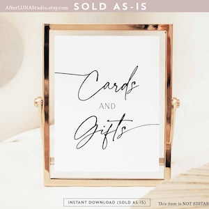 Minimalist Baby Shower Decor Cards And Gifts Sign Black and White Modern Baby Shower Decoration Digital Printable Instant Download 799V1