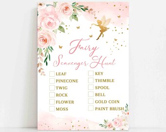 Blush Pink Gold Fairy Scavenger Hunt Birthday Party Game Games Digital Game Printable Instant Download 351V1