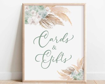 Salbei Grün Pampas Gras Karten Und Geschenke Zeichen Boho Boho Paare Baby Shower Streu Dekoration Digital bedruckbar Sofort Download 212V6