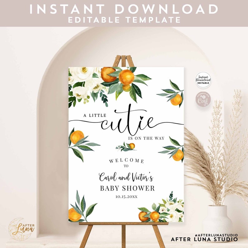 welcome sign Little Cutie baby shower decoration ideas. Check out this list of Little Cutie baby shower ideas. Includes ideas for favors, food, decorations and more.