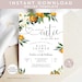 Editable A Little Cutie is on the Way Greenery Orange Gender Neutral Couples Baby Shower Invitation Invites Template Instant Download 248V1