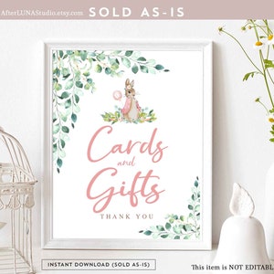 Mädchen Flopsie Pink Peter Rabbit Karten und Geschenke Zeichen Hase Zeichen Peter Rabbit Baby Shower Dekoration Dekor druckbar Sofort Download 1455K2