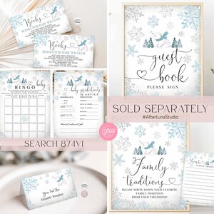 Blue Winter Snowflake Polar Bear Baby Shower Invitation: Boy Bearly Wait Invite Template 874V1(2) image 2