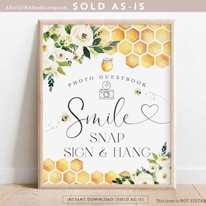 Abeja foto libro de visitas signo novia a abeja destinado a abeja boda pareja despedida de soltera decoración decoración digital imprimible descarga instantánea 845BR1