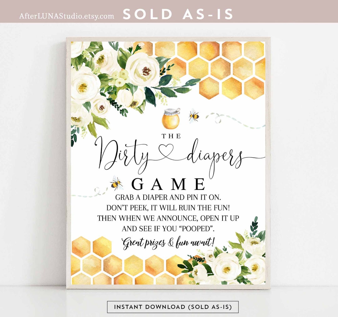 The Dirty Diapers Game Sign Gender Neutral What Will Baby Bee Sweet as ...
