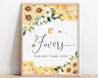 Sunflower Bee Favors Sign Bride To Bee Meant To Bee Wedding Couple Shower Decor Decoration Digital Printable Instant Download 846BR1