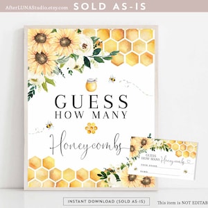 Sunflower Bee Parents to Bee Baby Shower Guess How Many Honeycombs Game Gender Neutral Games Digital Printable Instant Download 846V1