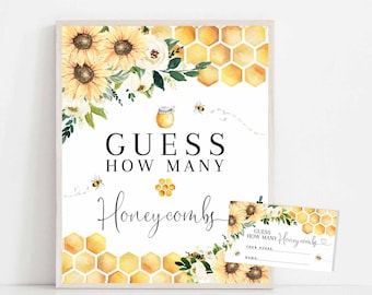 Sunflower Bee Parents to Bee Baby Shower Guess How Many Honeycombs Game Gender Neutral Games Digital Printable Instant Download 846V1