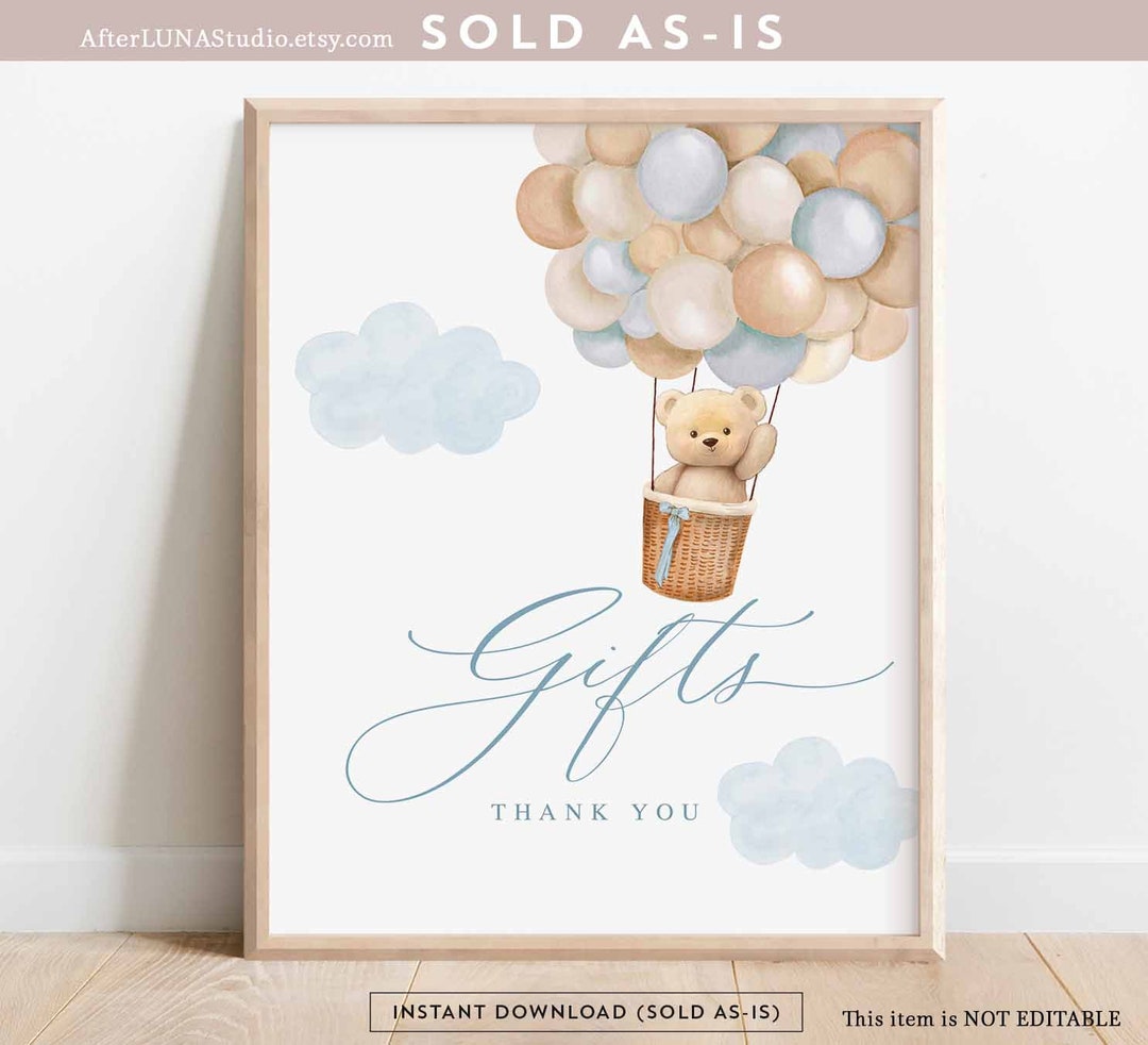 Boy Teddy Bear Hot Air Balloon Baby Shower Decor Gifts We Can Beary ...
